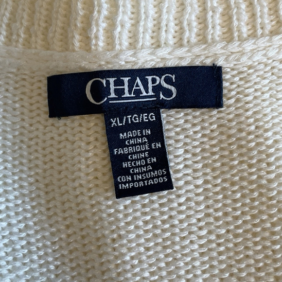 CHAPS White Knit crew neck sweater vest chiffon layer hem XL - Picture 11 of 14